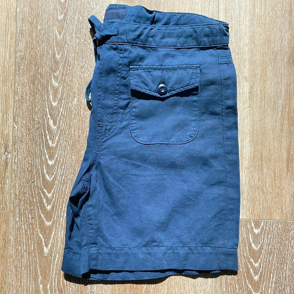 MOTHER Navy Blue Cotton Utility Shorts